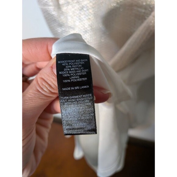 EXPRESS Gold Metallic Mini Dress Size 6 White Chiffon Skirt Cocktail Party Bride - Picture 7 of 7